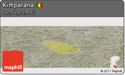 Satellite Panoramic Map of Kimparana, semi-desaturated