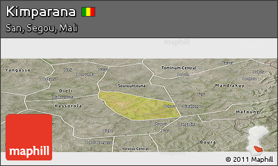Satellite Panoramic Map of Kimparana, semi-desaturated
