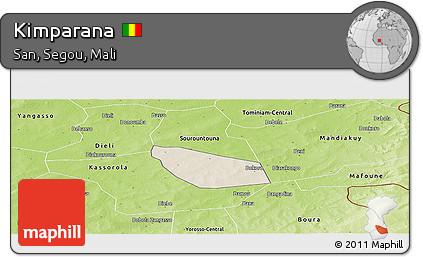 Shaded Relief Panoramic Map of Kimparana, physical outside