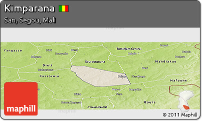 Shaded Relief Panoramic Map of Kimparana, physical outside