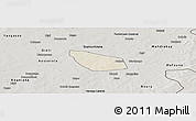 Shaded Relief Panoramic Map of Kimparana, semi-desaturated