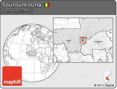 Blank Location Map of Sourountouna, highlighted country, highlighted parent region
