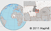 Gray Location Map of Sourountouna, highlighted country, highlighted grandparent region