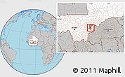 Gray Location Map of Sourountouna, highlighted country, highlighted parent region