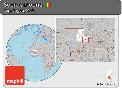Gray Location Map of Sourountouna, highlighted grandparent region