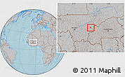 Gray Location Map of Sourountouna, hill shading