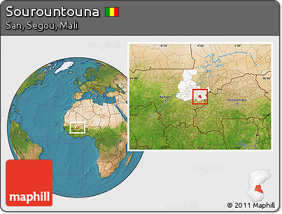 Satellite Location Map of Sourountouna, highlighted grandparent region