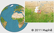 Satellite Location Map of Sourountouna, highlighted parent region, highlighted grandparent region