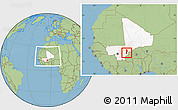Savanna Style Location Map of Sourountouna, highlighted country, highlighted parent region, within the entire country