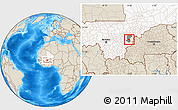 Shaded Relief Location Map of Sourountouna, highlighted country, highlighted parent region