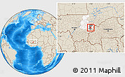 Shaded Relief Location Map of Sourountouna, highlighted parent region, highlighted grandparent region
