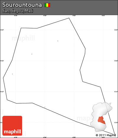 Blank Simple Map of Sourountouna, cropped outside, no labels