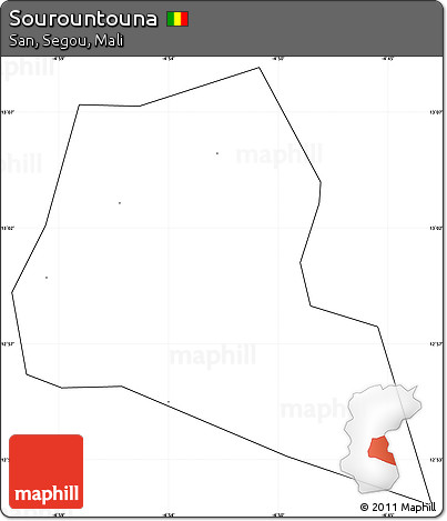Blank Simple Map of Sourountouna, cropped outside, no labels