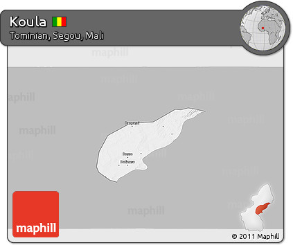 Gray 3D Map of Koula, single color outside
