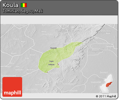 Physical 3D Map of Koula, lighten, desaturated