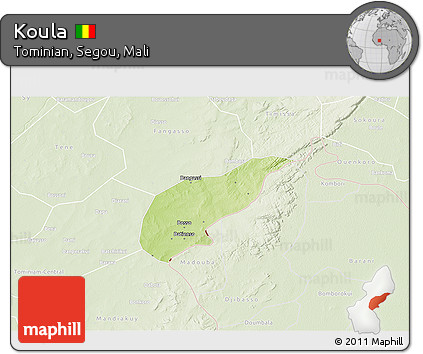 Physical 3D Map of Koula, lighten