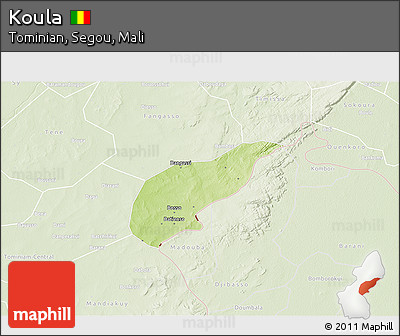 Physical 3D Map of Koula, lighten