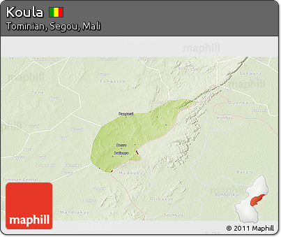 Physical 3D Map of Koula, lighten