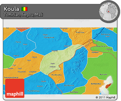 Physical 3D Map of Koula, political outside