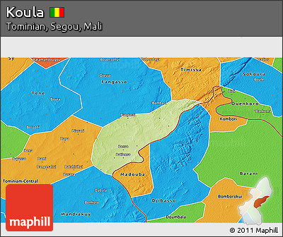 Physical 3D Map of Koula, political outside