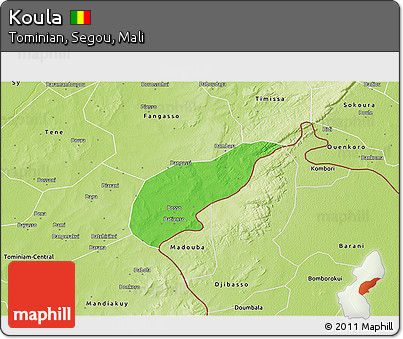 Political 3D Map of Koula, physical outside