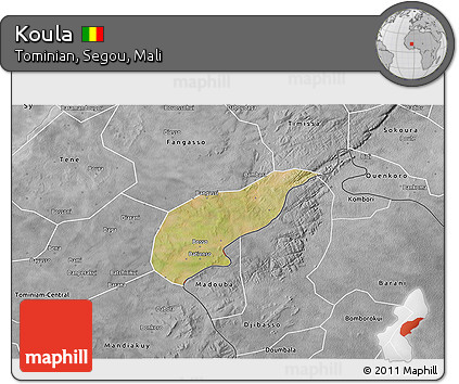 Satellite 3D Map of Koula, desaturated