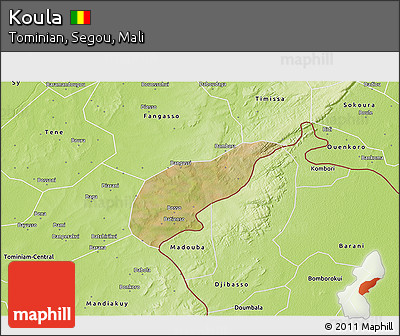Satellite 3D Map of Koula, physical outside
