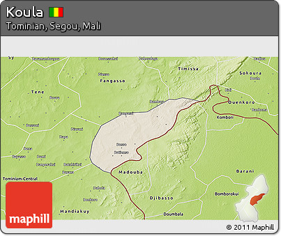 Shaded Relief 3D Map of Koula, physical outside
