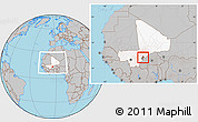 Gray Location Map of Koula, highlighted country, highlighted parent region, within the entire country