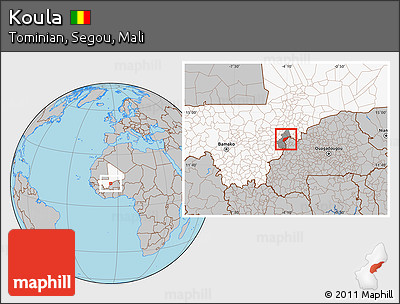 Gray Location Map of Koula, highlighted country, highlighted parent region