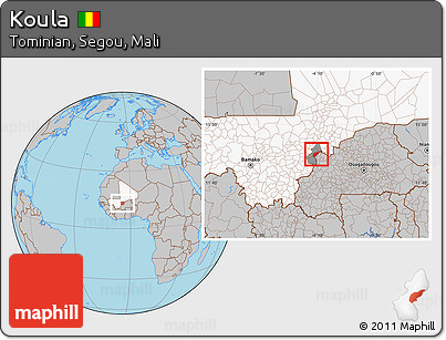 Gray Location Map of Koula, highlighted country, highlighted parent region