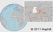 Gray Location Map of Koula, highlighted grandparent region, hill shading