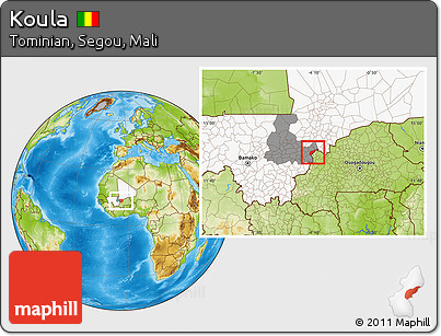 Physical Location Map of Koula, highlighted country, highlighted grandparent region