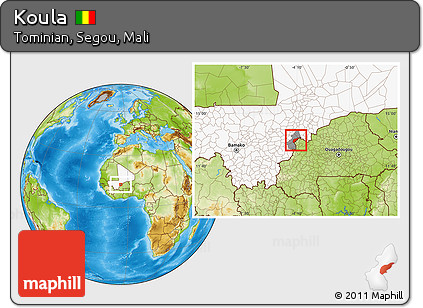 Physical Location Map of Koula, highlighted country, highlighted parent region