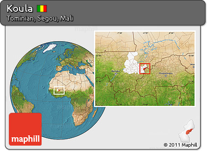 Satellite Location Map of Koula, highlighted grandparent region
