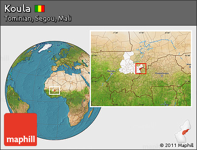 Satellite Location Map of Koula, highlighted grandparent region