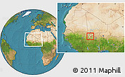 Satellite Location Map of Koula, highlighted parent region, within the entire country