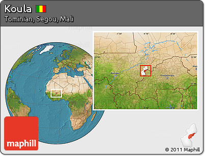 Satellite Location Map of Koula, highlighted parent region