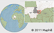 Savanna Style Location Map of Koula, highlighted country, highlighted grandparent region, hill shading