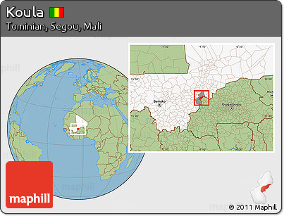 Savanna Style Location Map of Koula, highlighted country, highlighted parent region