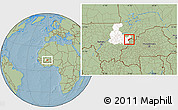 Savanna Style Location Map of Koula, highlighted grandparent region, hill shading