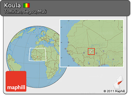 Savanna Style Location Map of Koula, highlighted parent region, within the entire country