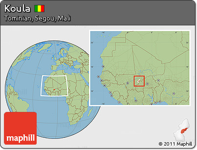 Savanna Style Location Map of Koula, highlighted parent region, within the entire country