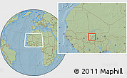 Savanna Style Location Map of Koula, highlighted parent region, within the entire country, hill shading