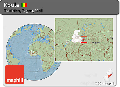 Savanna Style Location Map of Koula, highlighted parent region, highlighted grandparent region, hill shading