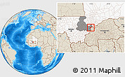 Shaded Relief Location Map of Koula, highlighted country, highlighted grandparent region