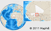 Shaded Relief Location Map of Koula, highlighted country, highlighted parent region, within the entire country