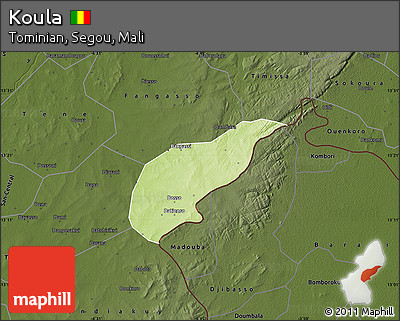 Physical Map of Koula, darken