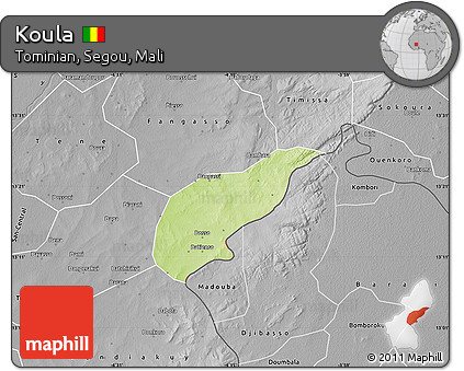 Physical Map of Koula, desaturated