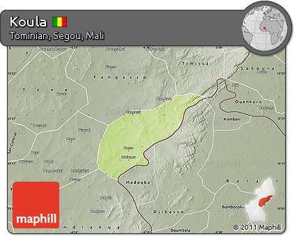 Physical Map of Koula, semi-desaturated